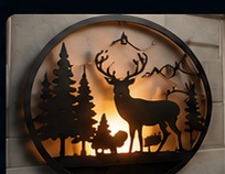 Deer scene metal sign