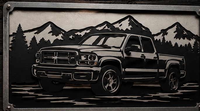 Truck custom metal sign sample